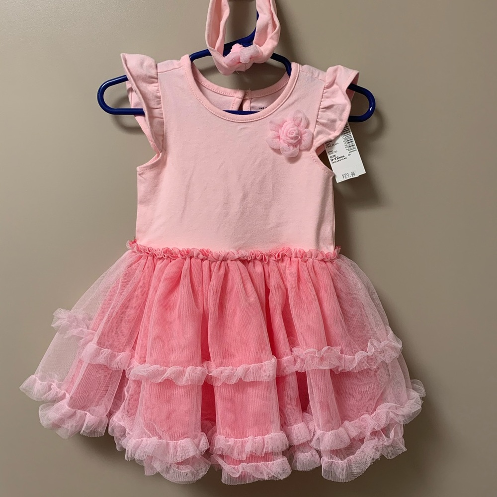 NWT Pink ruffle dress 9-12 months